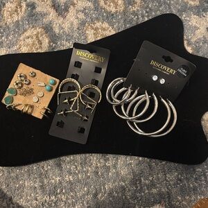 Mixed lot costume  Silver and Gold Hoop Earrings and studs Set new and preloved